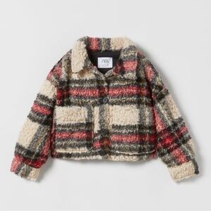 🖤♥️ Zara Boucle Unisex Tartan Plaid Oversized Sherpa Juniors 11/12🖤♥️